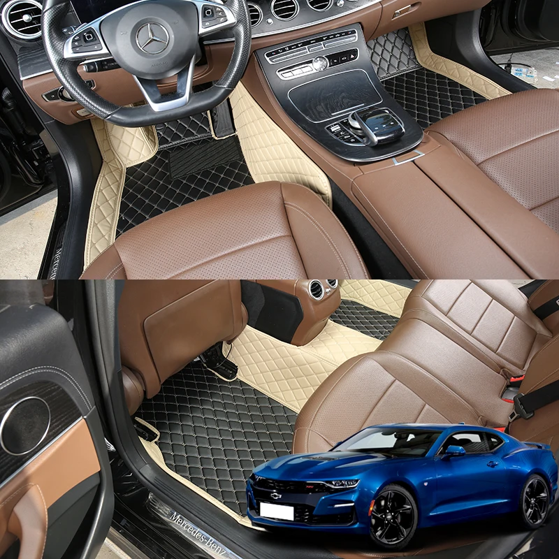 

Car Floor Mats For Chevrolet Camaro 2010 2011 2012 2015 Luxury Nappa Leather Interior Details Auto Carpets Rugs Pads Accessories