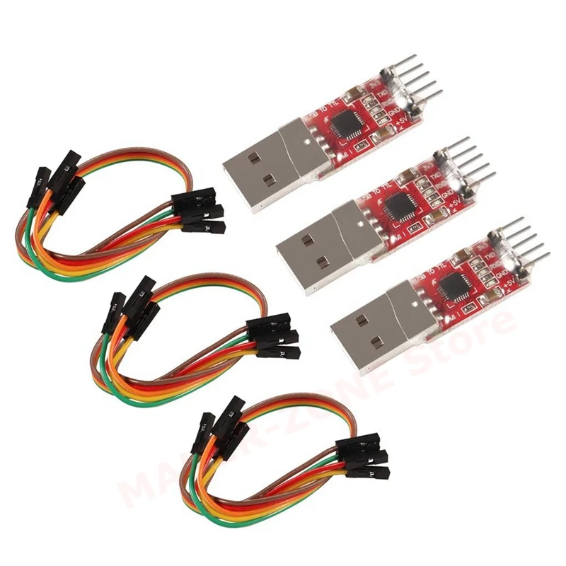 3 Sets CP2102 Module USB to TTL 5PIN Serial Converter Adapter Module Downloader with Jumper Wires for UART STC 3.3V and 5V
