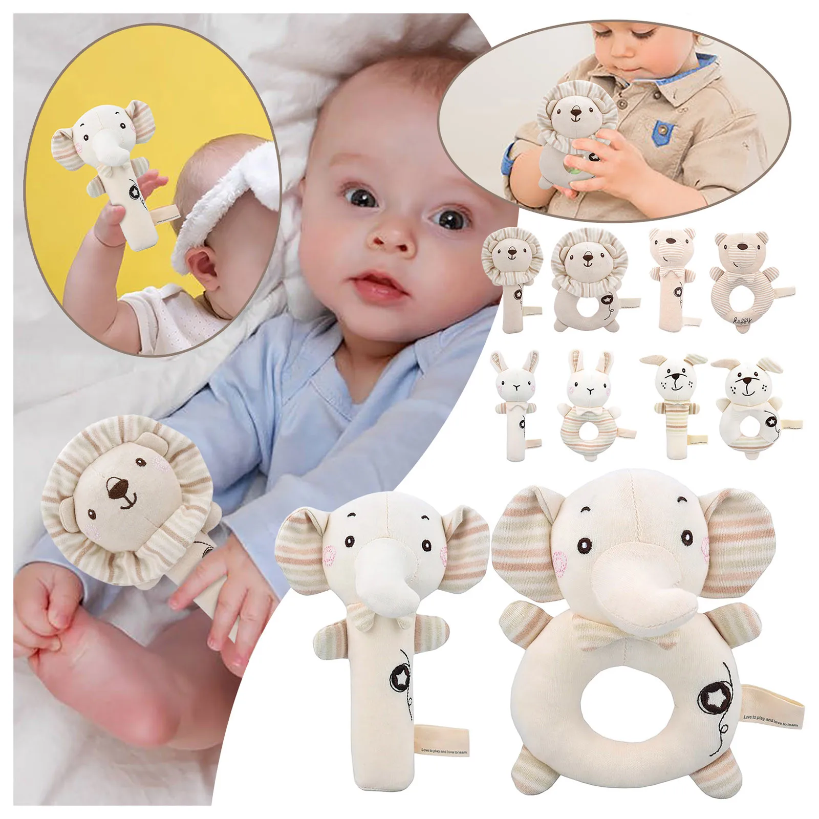 

Newborn Baby Rattles Rabbit Bear Grab Ability Training Toys Infant Stroller Bed Hanging Bell Plush Dolls игрушки для детей #50