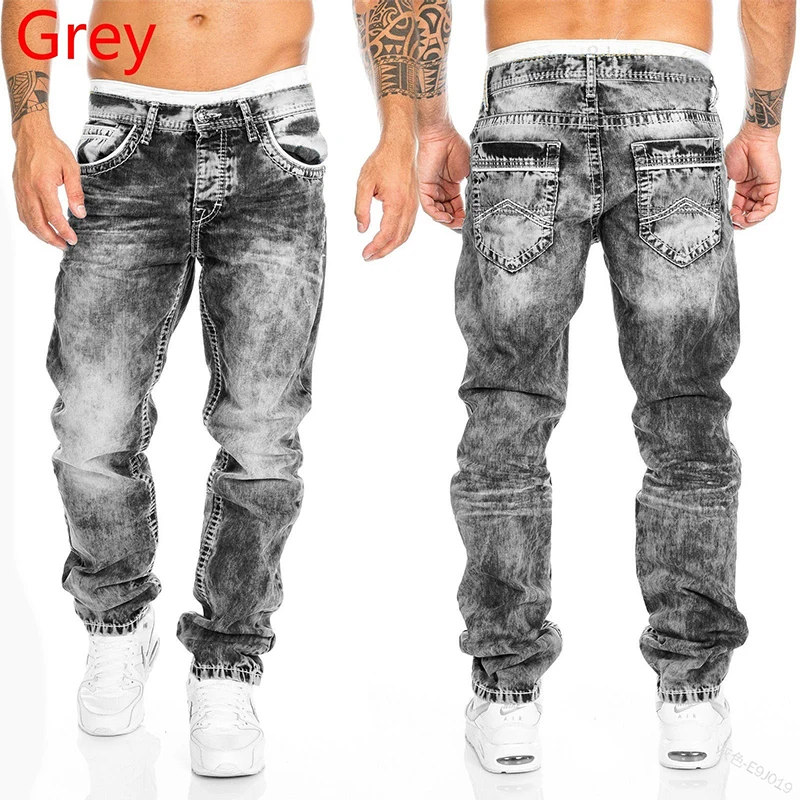 New Men's Jeans Fashion Classic Blue Black Premium Loose Wide Leg Pants Business Casual Brand Workwear Men Pantalones Hombre