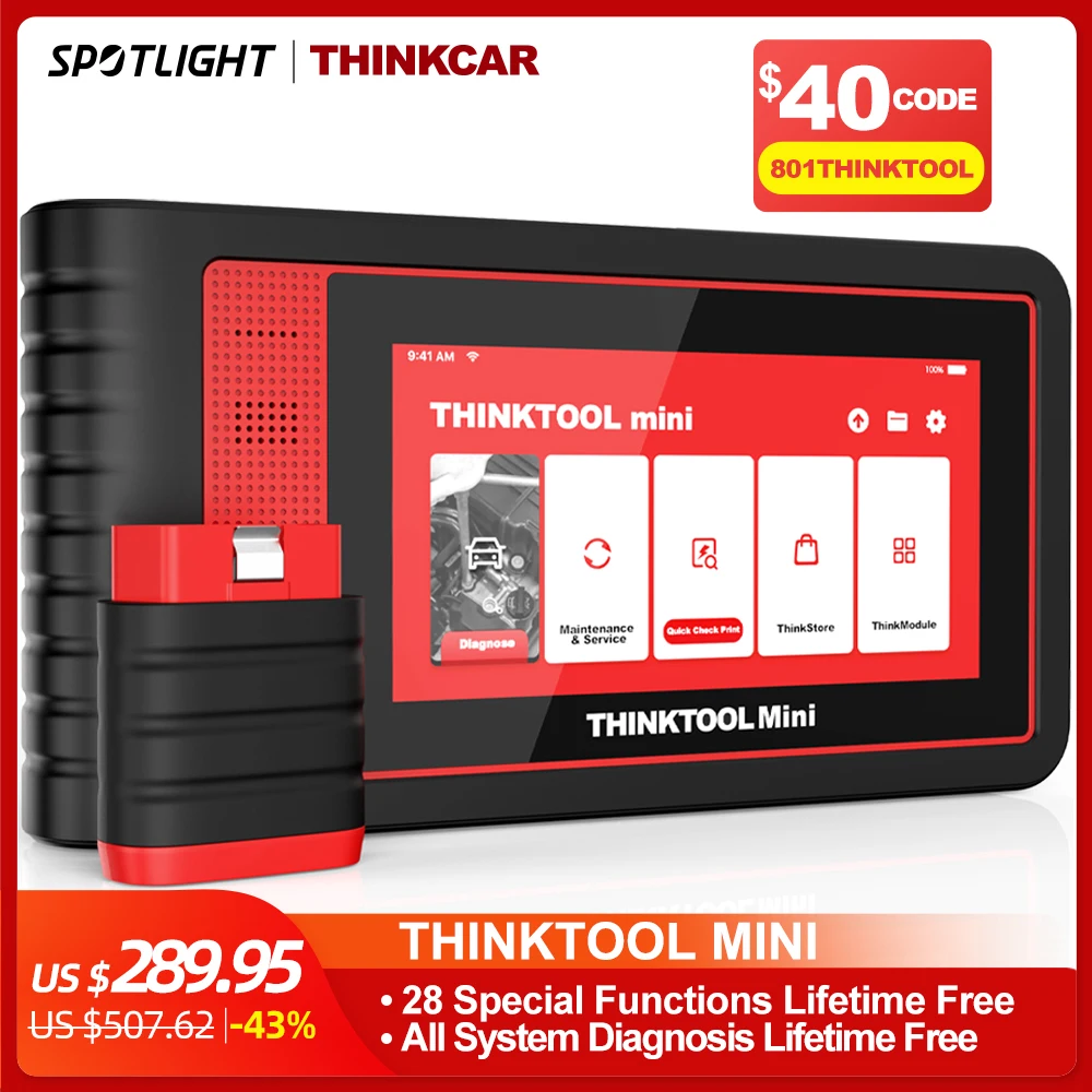 

THINKCAR Thinktool Mini OBDII Car Auto Scanner Full System Car Diagnosis Tools 28 Reset OBD 2 Code Reader Free Update WIFI APP
