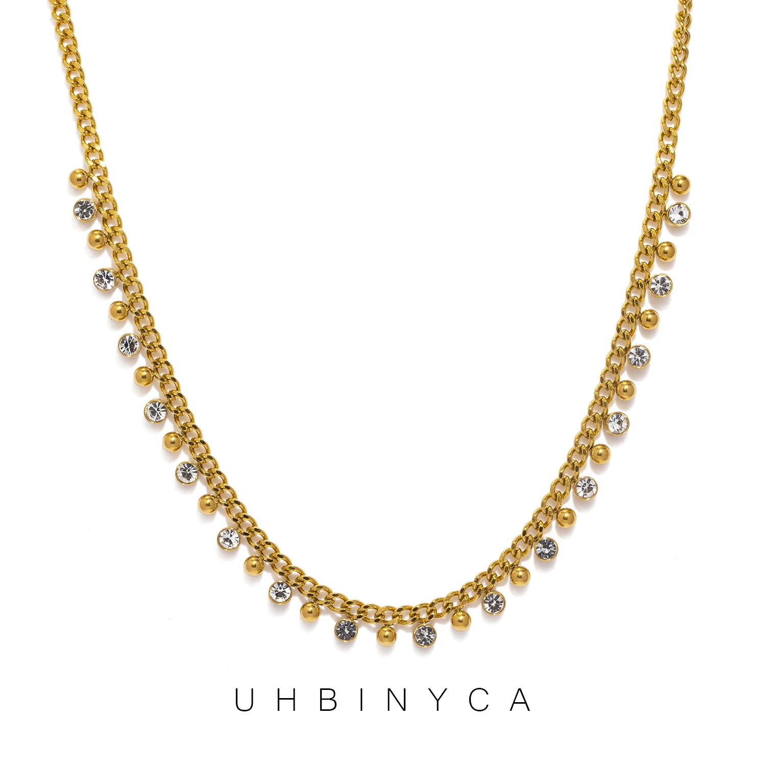 Женское колье-цепочка с замком из нержавеющей стали позолота 18 карат