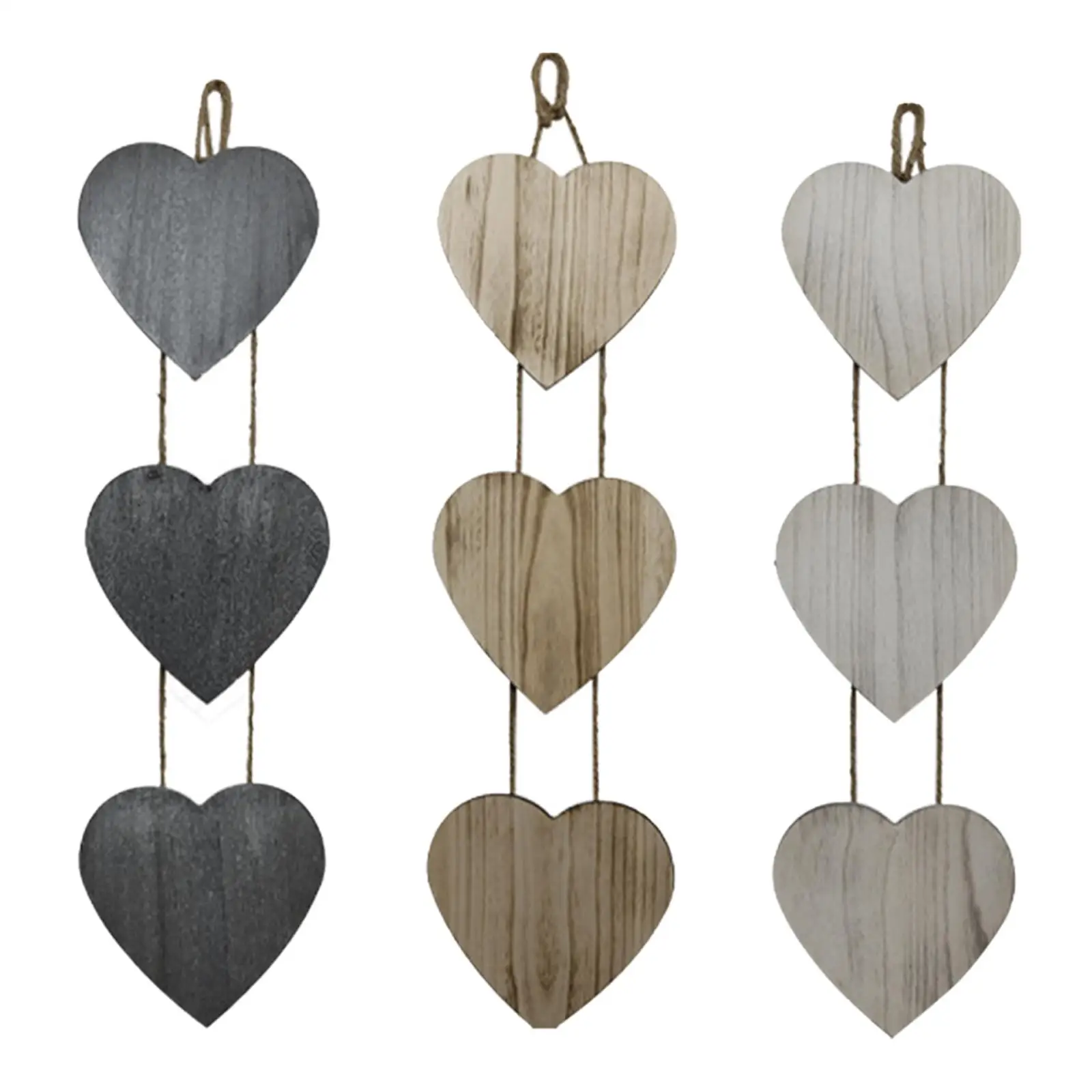 

Chic Wooden Heart Shaped Pendant Wall Hanging Boho Crafts Decorative Aesthetic for Bedroom Backdrop Home Living Room Ornament