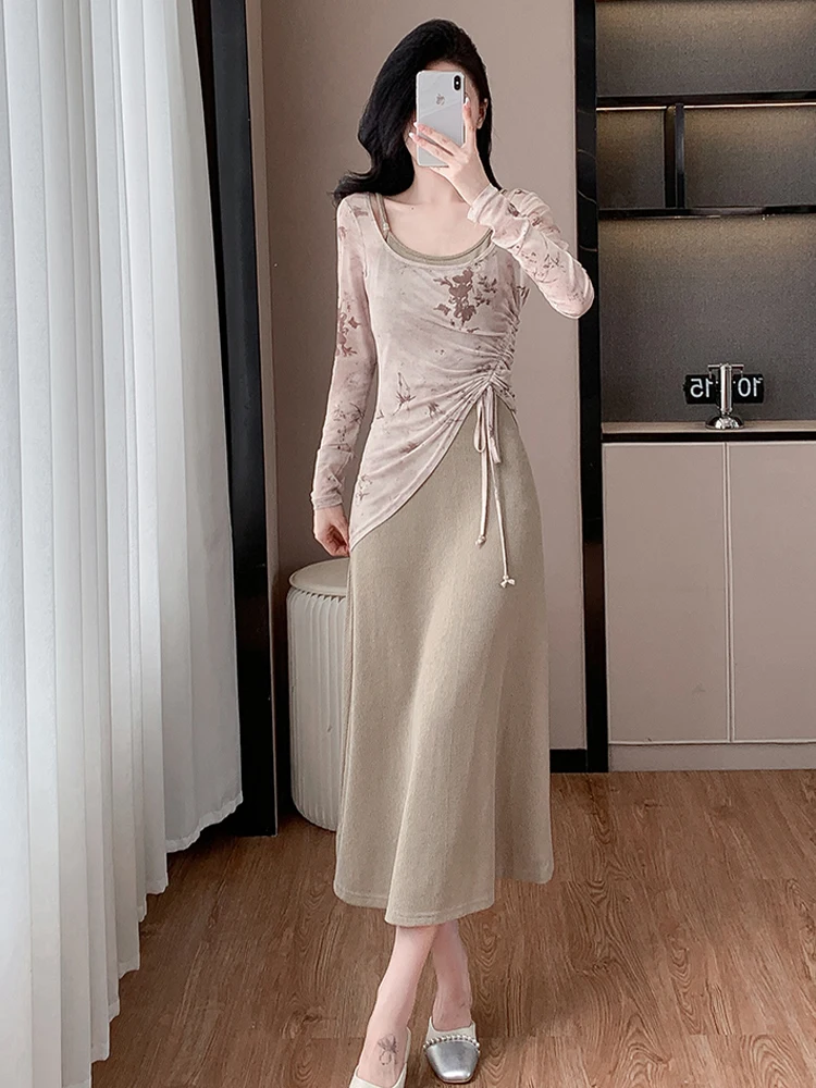 Новый китайский Sle тушью с цветущим принтом в стиле ретро накидка на слинге