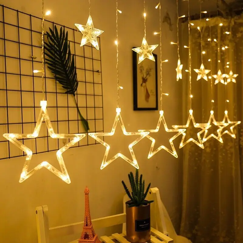 Star String Lights Led Garland Fairy Curtain Light Outdoor Indoor for Bedroom Home Party Holiday Wedding Ramadan Decor 2.5M |