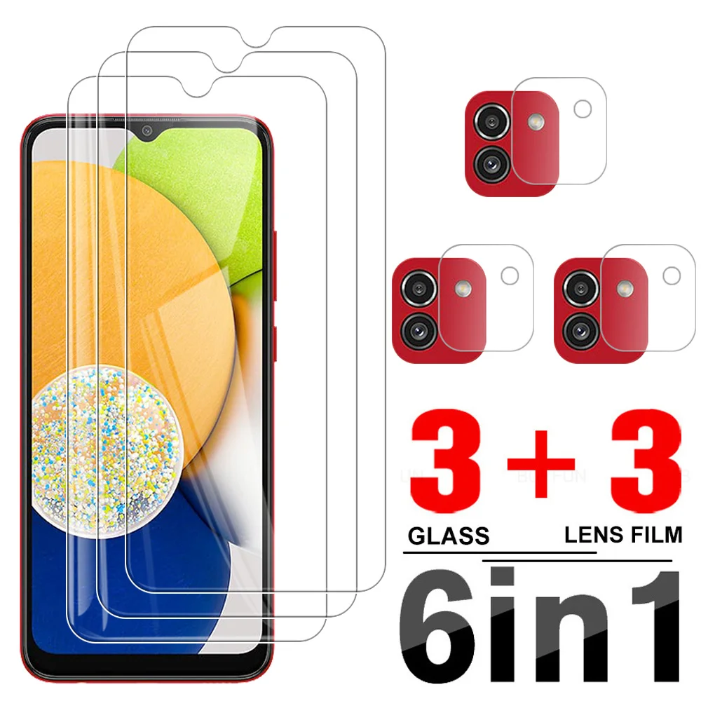 

6 в 1 закаленное стекло для Samsung Galaxy A03 защита для экрана для Samsung A01 A03 Core A03S A02 A02S Защитная пленка для объектива камеры