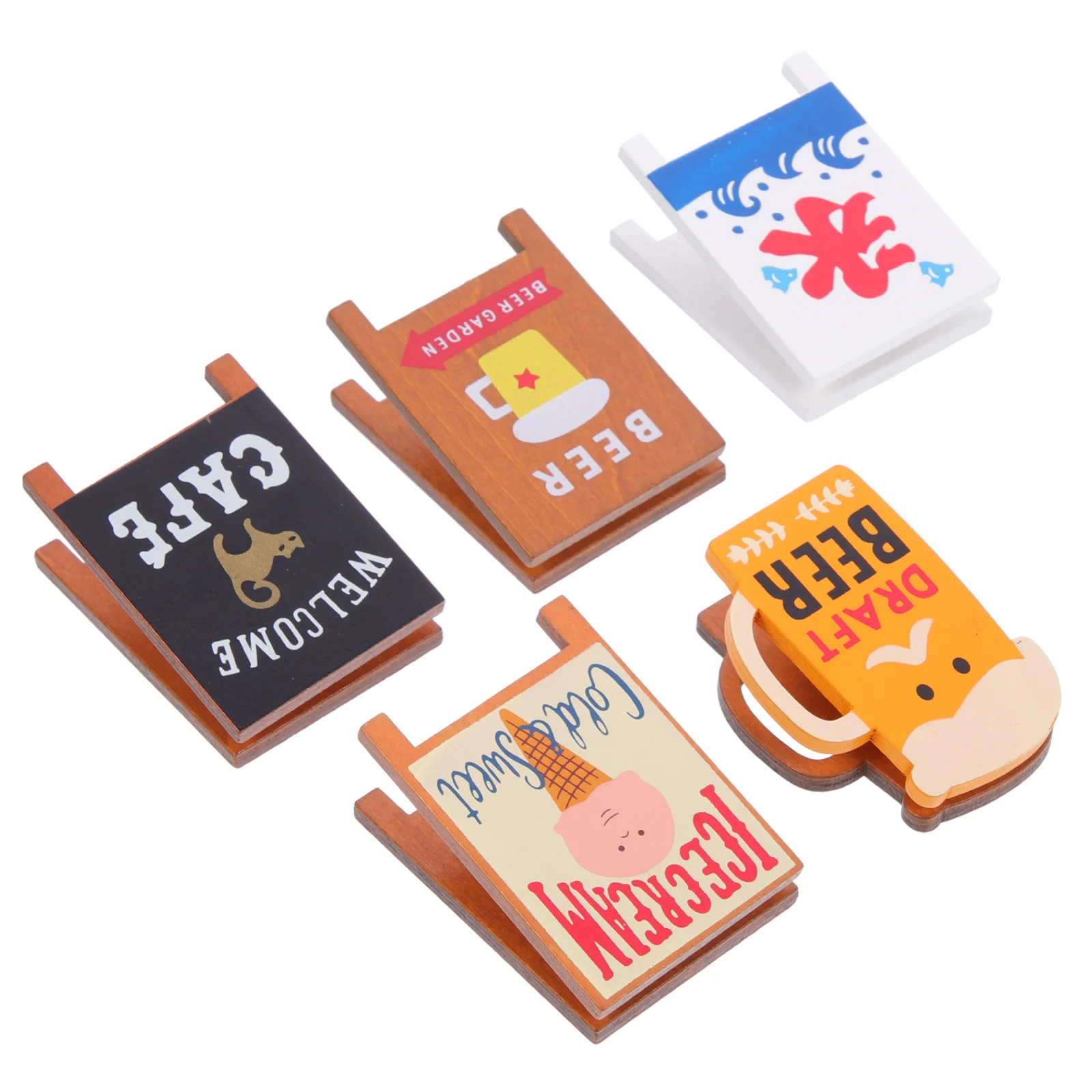 

5 Pcs Cat Coffee Wooden Sticky Notes Desktop Ornaments Office Portable Cards Clips Memo Photo Picture Storage Frames