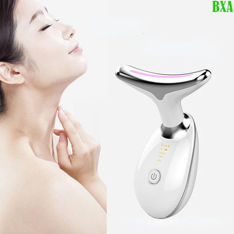 LED Photon Therapy Skin Neck Face Beauty Device Facial Lifting Machine EMS Face Massager Reduce Double Chin Anti Wrinkle Skin