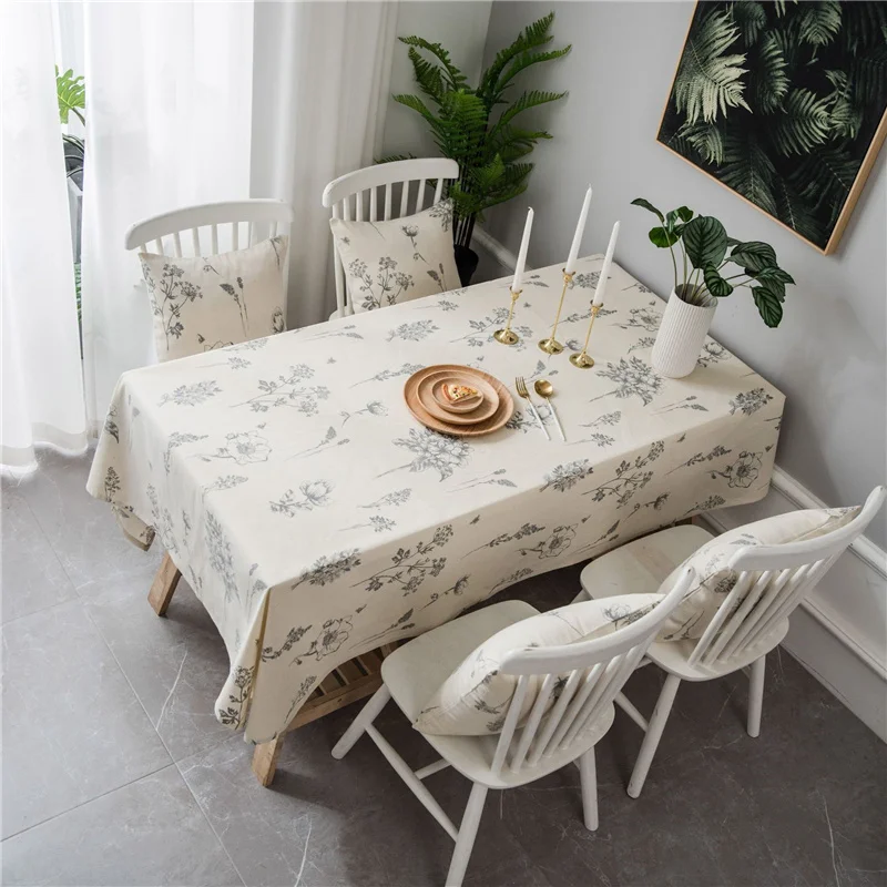 

Rectangular Cotton Linen Tablecloths For Table Nappe De Table Floral Printing Table Cover Wedding Desktop Decoration