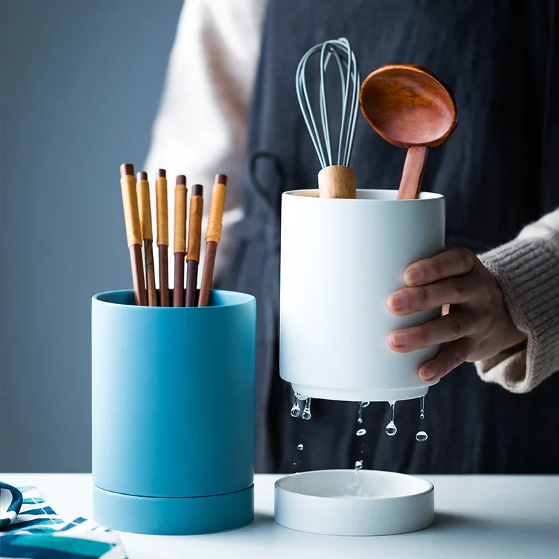 

Ceramics Chopsticks Cage Multi-function Kitchen Cutlery Storage Rack Drain for Holder Save Space Organizer Stand WF9163