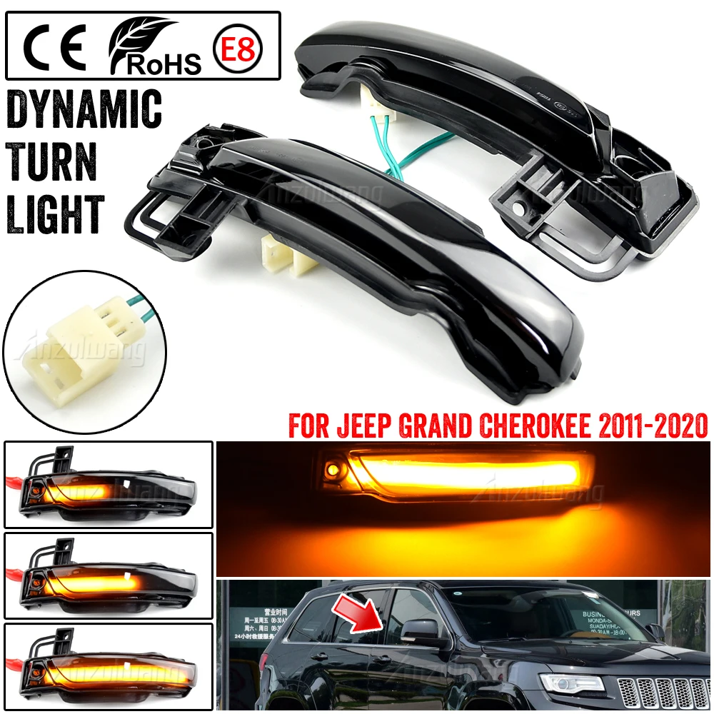 

For Jeep Grand Cherokee WK2 2011-2020 Car LED Dynamic Turn Signal Side Mirror Light Rear Mirror Indicator Blinker Lamp Lights