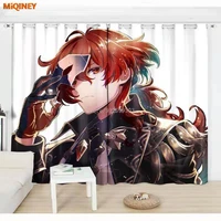 miqiney anime 3d print curtains genshin impact ultra thin micro shading curtains for living room bedroom window treatments