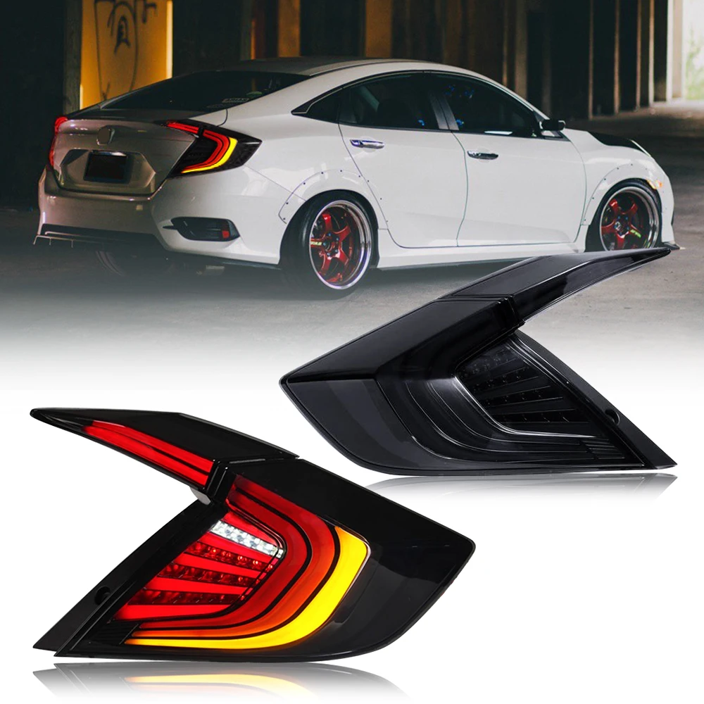 

Taillights For 2016-2020 Honda Civic LED Rear Lamp Assembly Smoked Car Accessories Auto Replacement Parts Start Up Animation
