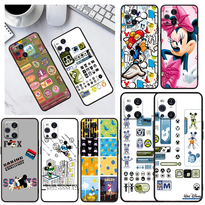 

mickey mouse logo For OPPO Find X3 X2 R17 Neo Lite R15 R9S F19 F15 F11 F9 K9 K5 Pro Plus 5G K3 Black Phone Case Capa
