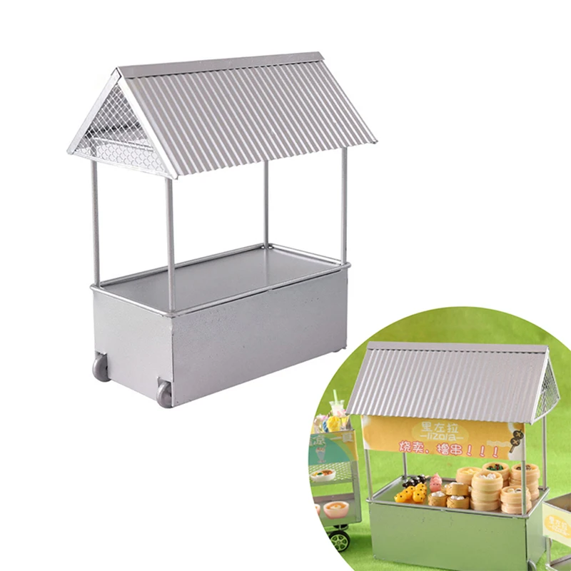 

1/12 Dollhouse Miniature Trolley Metal Handcart Hotel Dining Car Dim Sum Cart Model Toys Kitchen Furniture DIY Doll Accessories