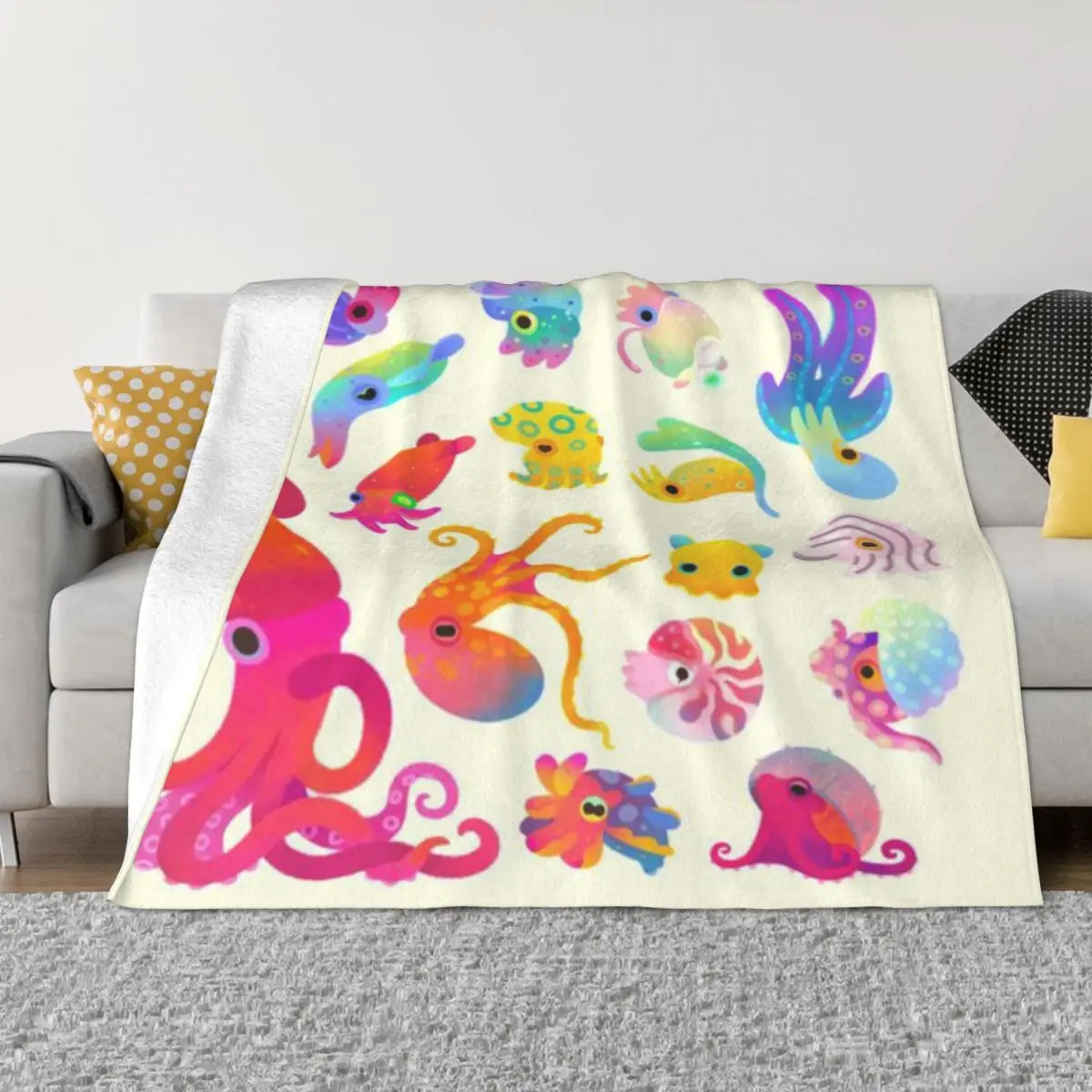 Цефалопод — пастельное ультрамягкое одеяло из микрофлиса
