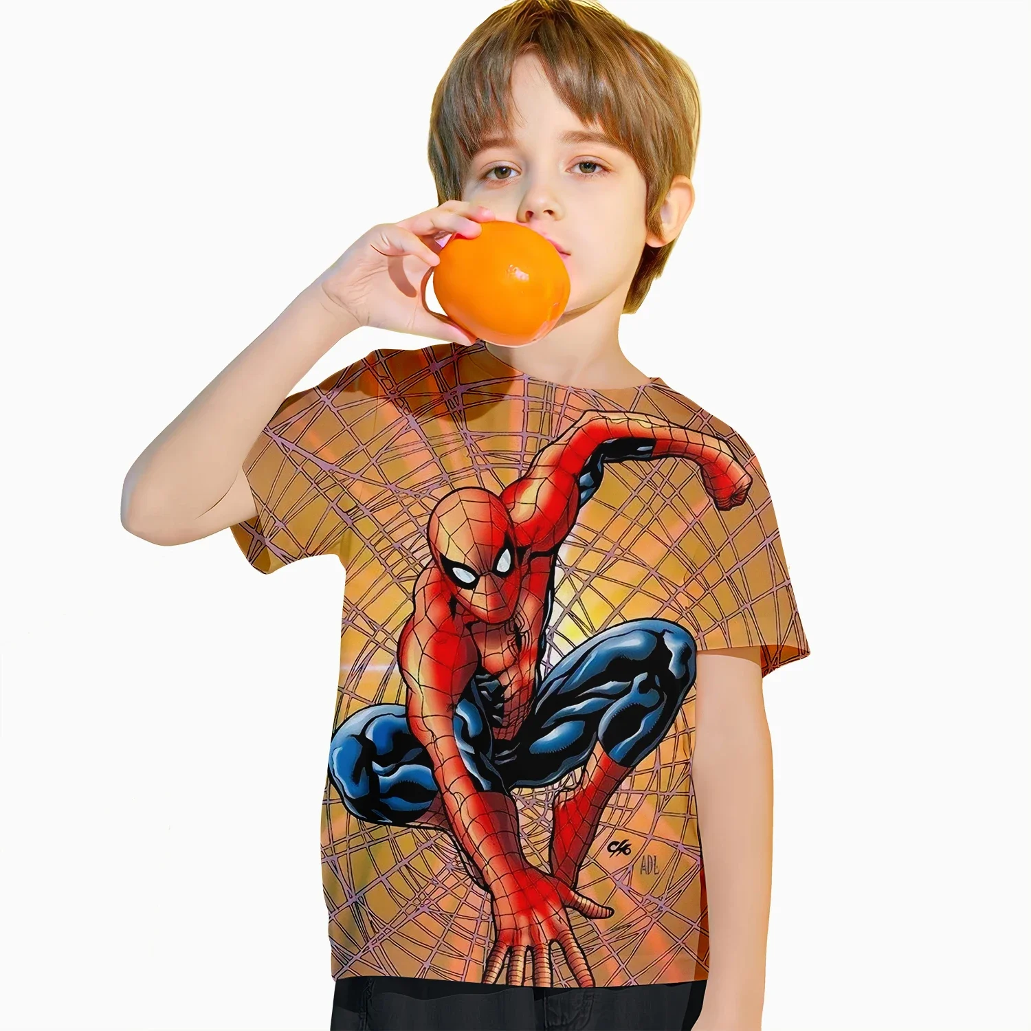 Детская летняя быстросохнущая дышащая футболка с короткими рукавами супергерой