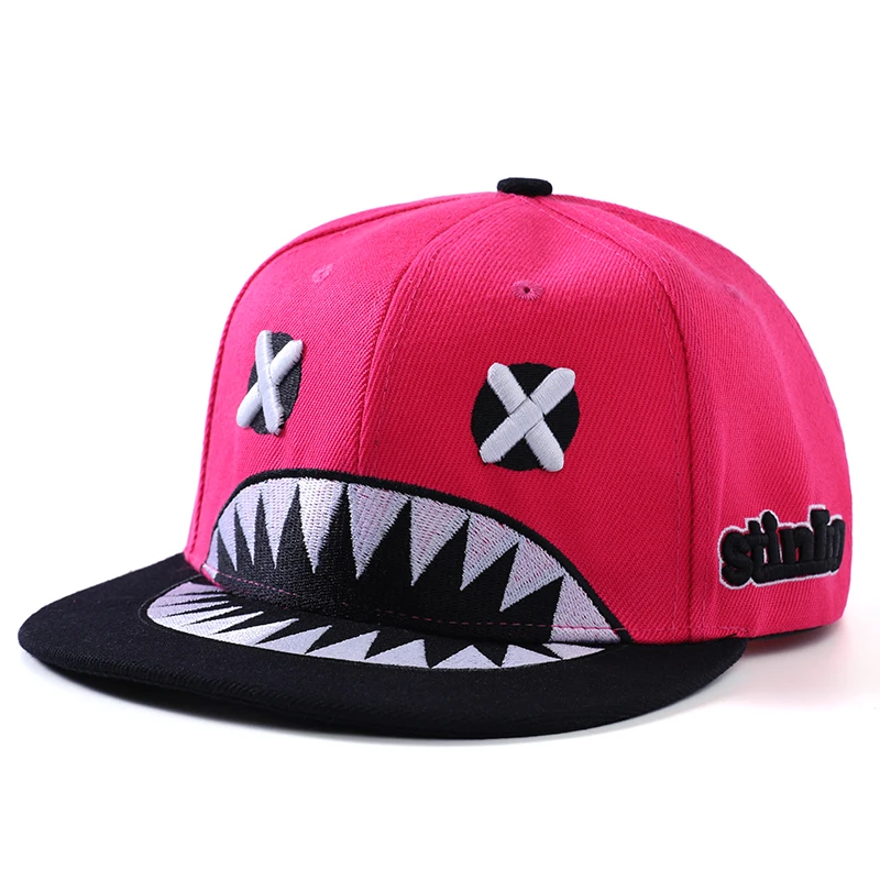 

Sharks Baseball Cap Men Fashion Casual Flat Top Cap Male New Designer Trucker Hats For Women Cotton Adjustable Pink Snapback