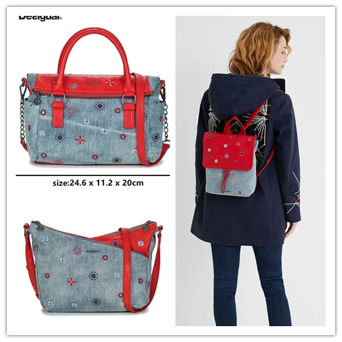 

Foreign trade end single Spanish desigual series embroidered hand-held messenger ladies handbag
