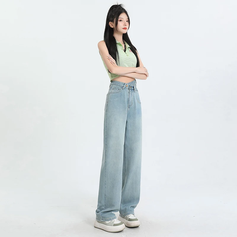 Real time photos of jeans women's blue spring and summer pants college style fashionable and versatile spicy girls retro ice sil