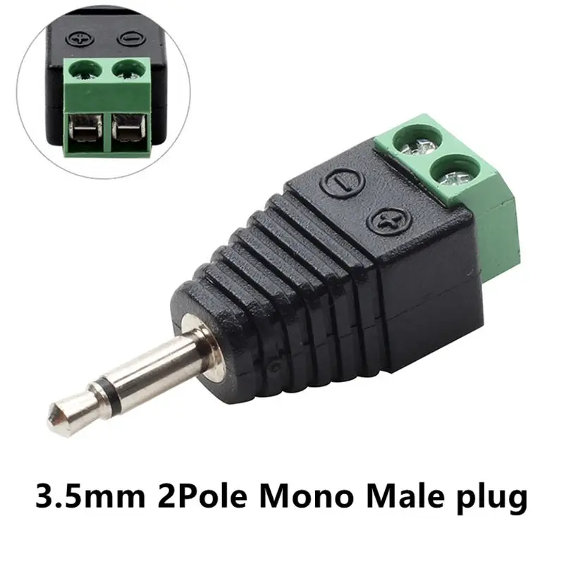 

3.5mm 2Pole audio mono Male to AV Screw Terminal channel 3.5mm audio plug 2 pin Terminal DIY power plug male connector Block