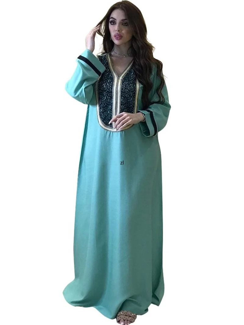 Abaya Muslim Maxi Dress Women Fashion Patchwork Loose Robe 2022 New Elegant Chic Jalabiya Islam Muslim Party Long Dress Vestidos
