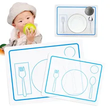 Baby Montessori Silicone Placemats Child Silicone Food Mat Tableware Tray Dishes For Kids Early Educational Toys Teaching Aids