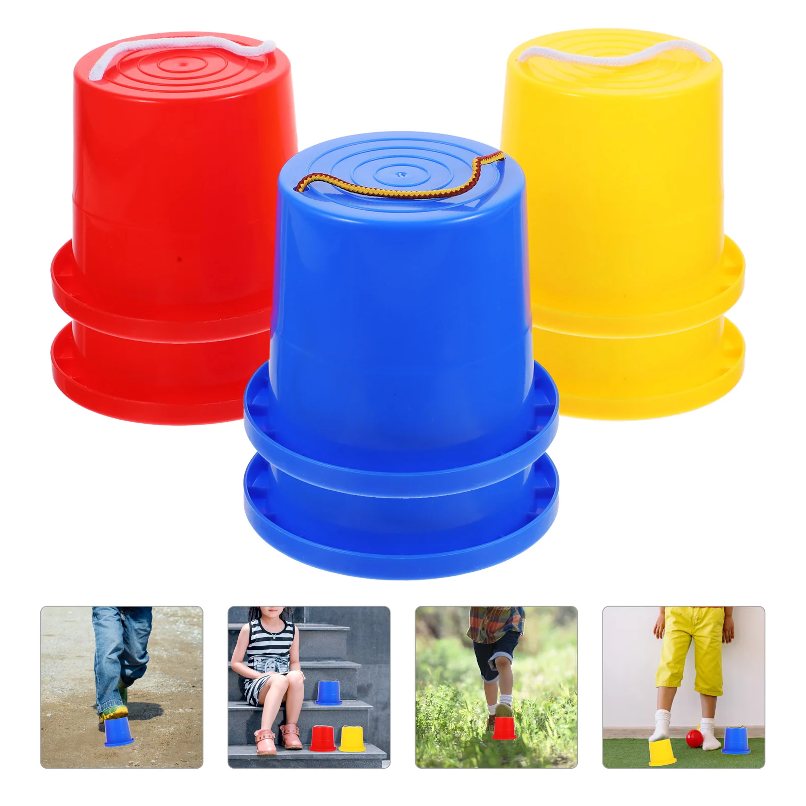 

3 Pairs Jumping Stilts Plastic Kids Walk Stilts Children Outdoor Walker Toy Balance Buckets Fun Gift for Balance Training