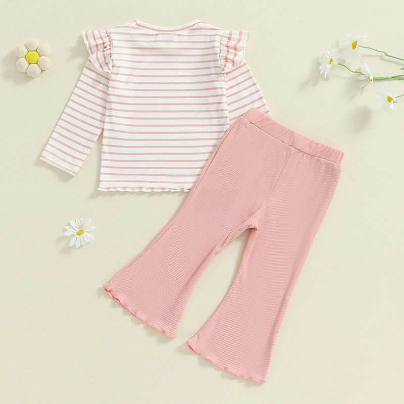 Комплект одежды Honganda для маленьких девочек 2 шт. в полоску с длинным рукавом