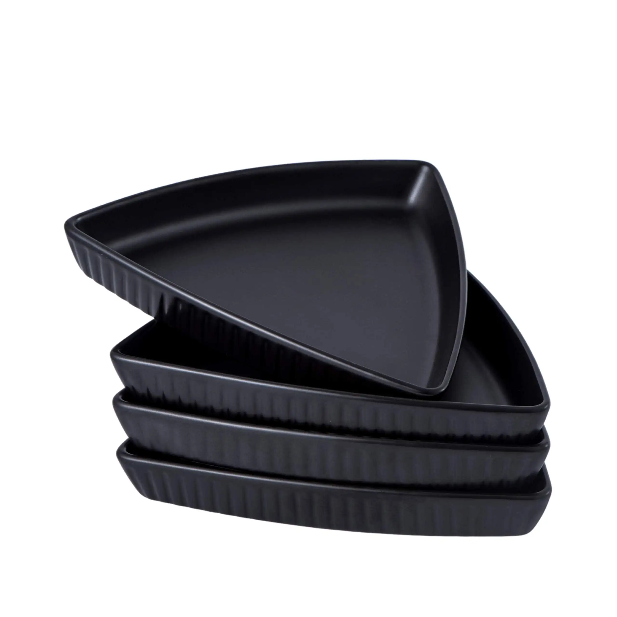 

Porcelain 8" Triangle Plates Set Of 4 - Oven Safe Triangular Dish For Appetizer