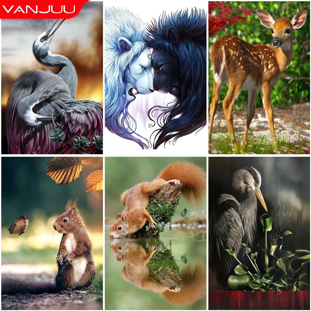 

Animals 5D Diamond Squirrel Black White Lion Painting Diamond Painting Mosaic Full Drill Diamond Embroidery Painting Home Decor