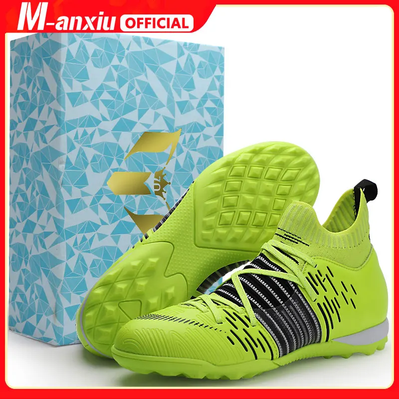 Уличная футбольная обувь мужские синие дышащие высокие футбольные бутсы лидер