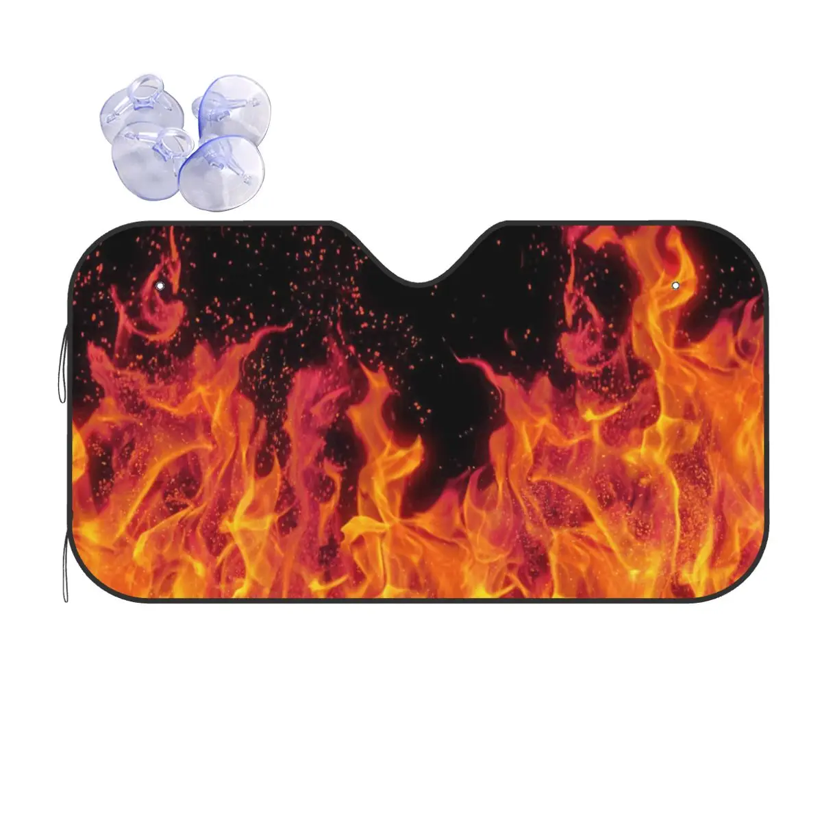 

Flames Sunshade Windscreen Bright Fire Burning Folding Car Front Windshield 70x130cm Car Sunshade Car-covers