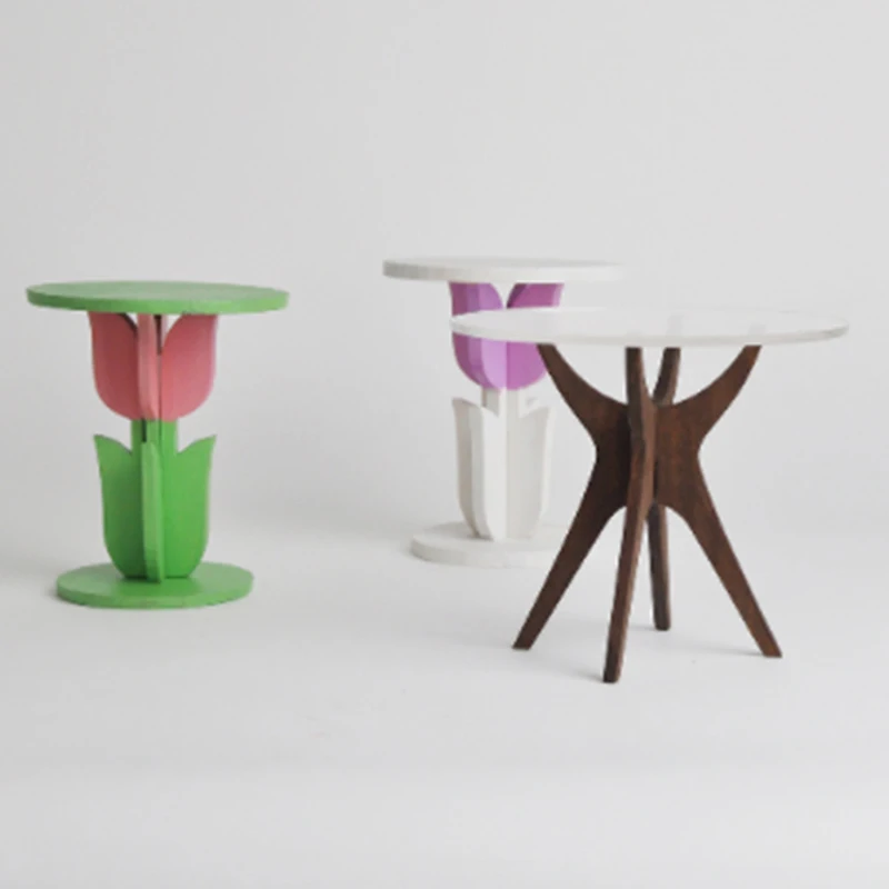 

1Set Dollhouse Mini Tulip Solid Tea Table DIY Mini Doll House Furniture Model Simulation Furniture Accessories