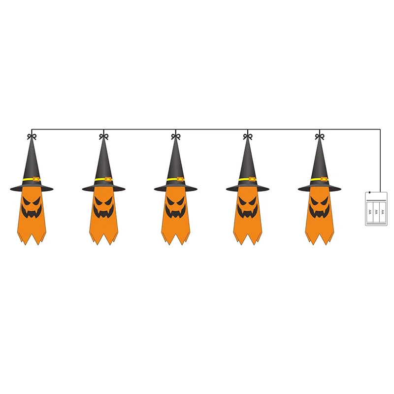 

Lights, Battery Operated 5 LED Decorations , Scary Hanging Ghost Wizard Hat