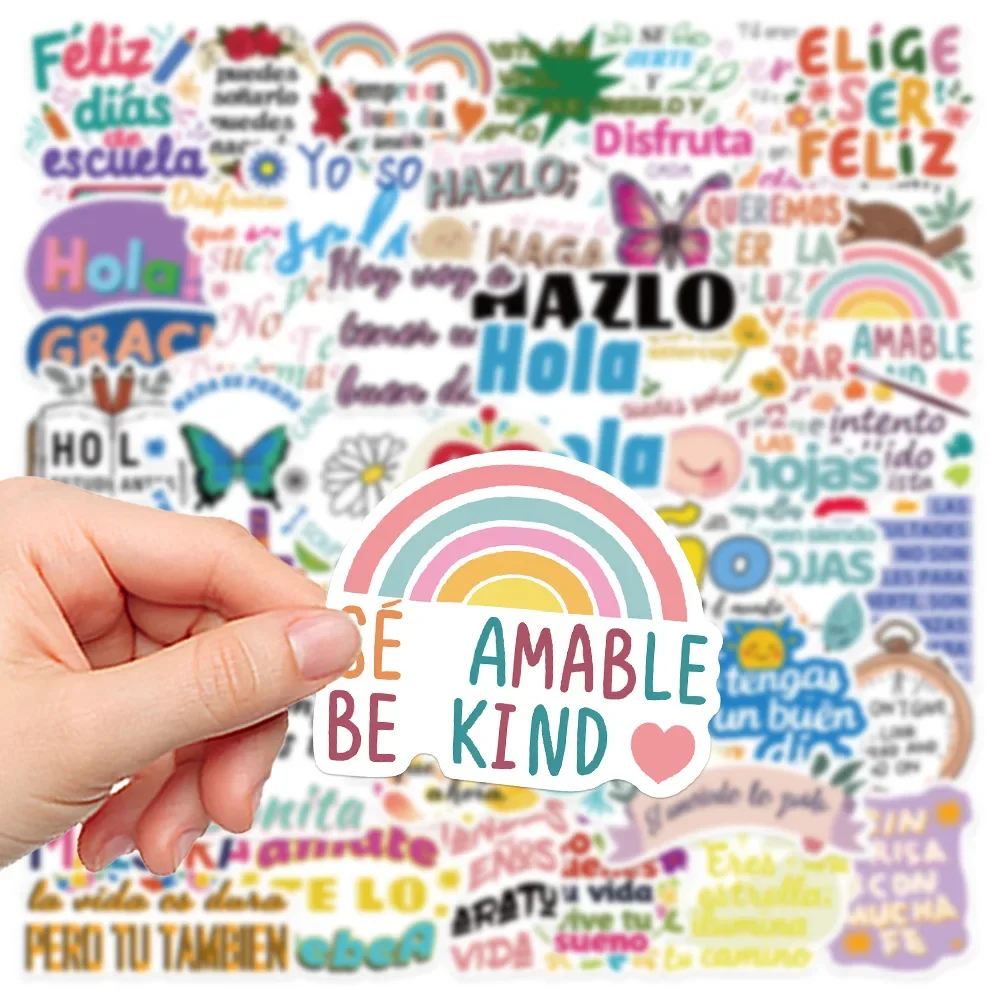 10/50 шт. наклейки с испанскими мотивационными высказываниями водонепроницаемые