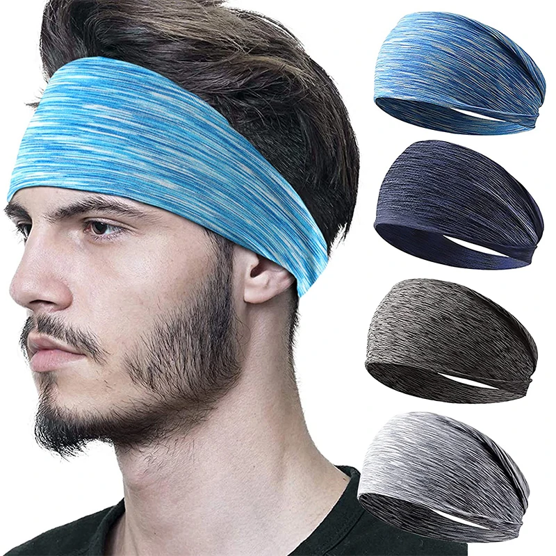 

Европейские американские спортивные повязки для волос для бега, фитнеса, поглощающие пот, повязка на голову с градиентом, цветной унисекс тюрбан, полосатая повязка на голову
