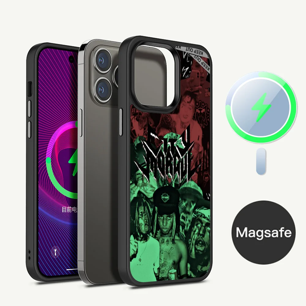 C-City M-Morgue Zillakami Phone Case Magesafe Magnetic Wireless Charge For iPhone 16 11 12 13 14 15 Pro Max Plus Mini