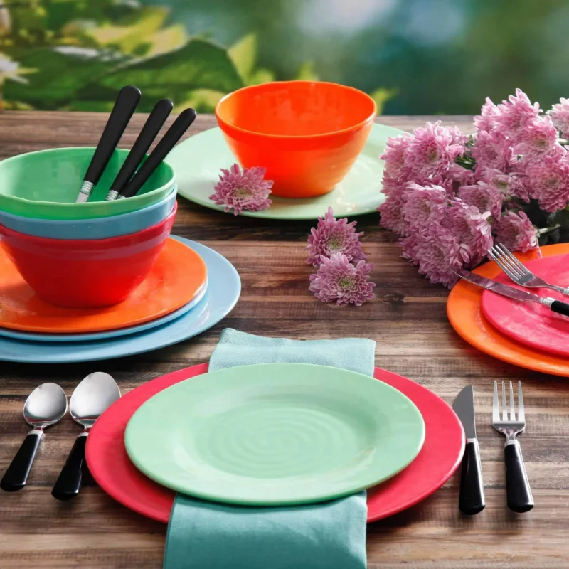 Gibson Home Brela 12-Piece Melamine Dinnerware Set, Service 