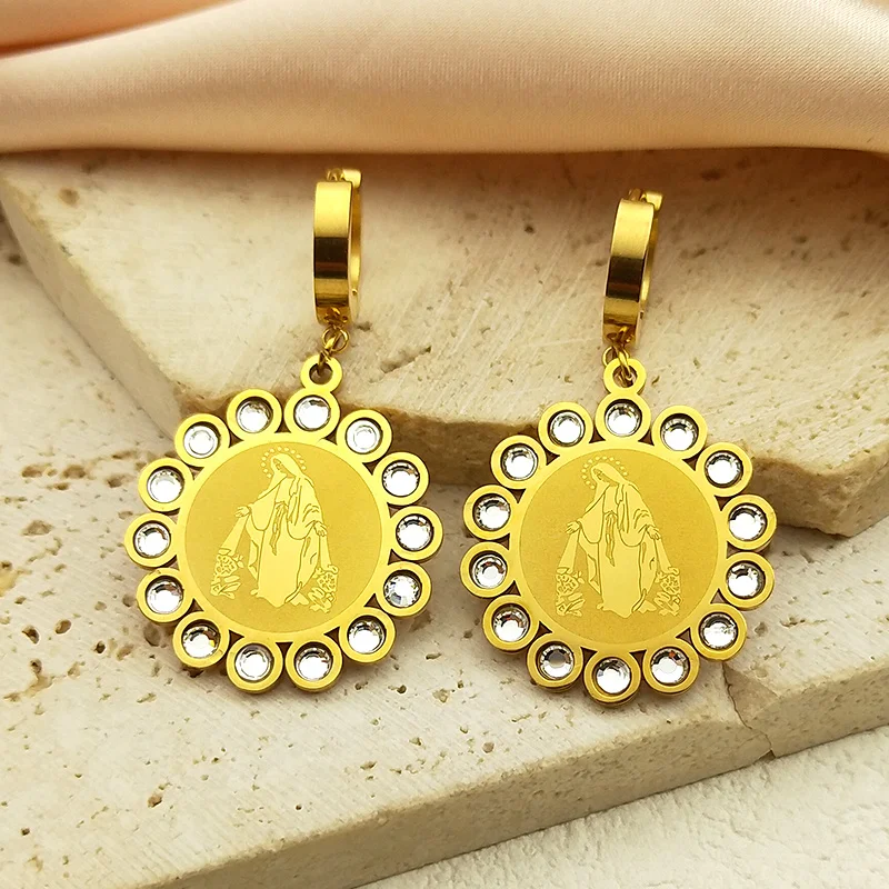 Женские серьги-кольца с молитвенным обручем из нержавеющей стали