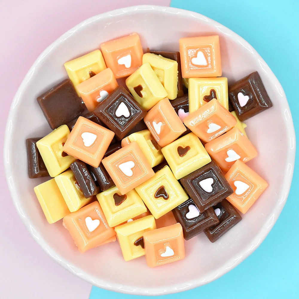 

10pcs Resin Mini Love Chocolates Flatback Charms Scrapbooking Material Miniature Accessories DIY Jewelry Craft Embellishments
