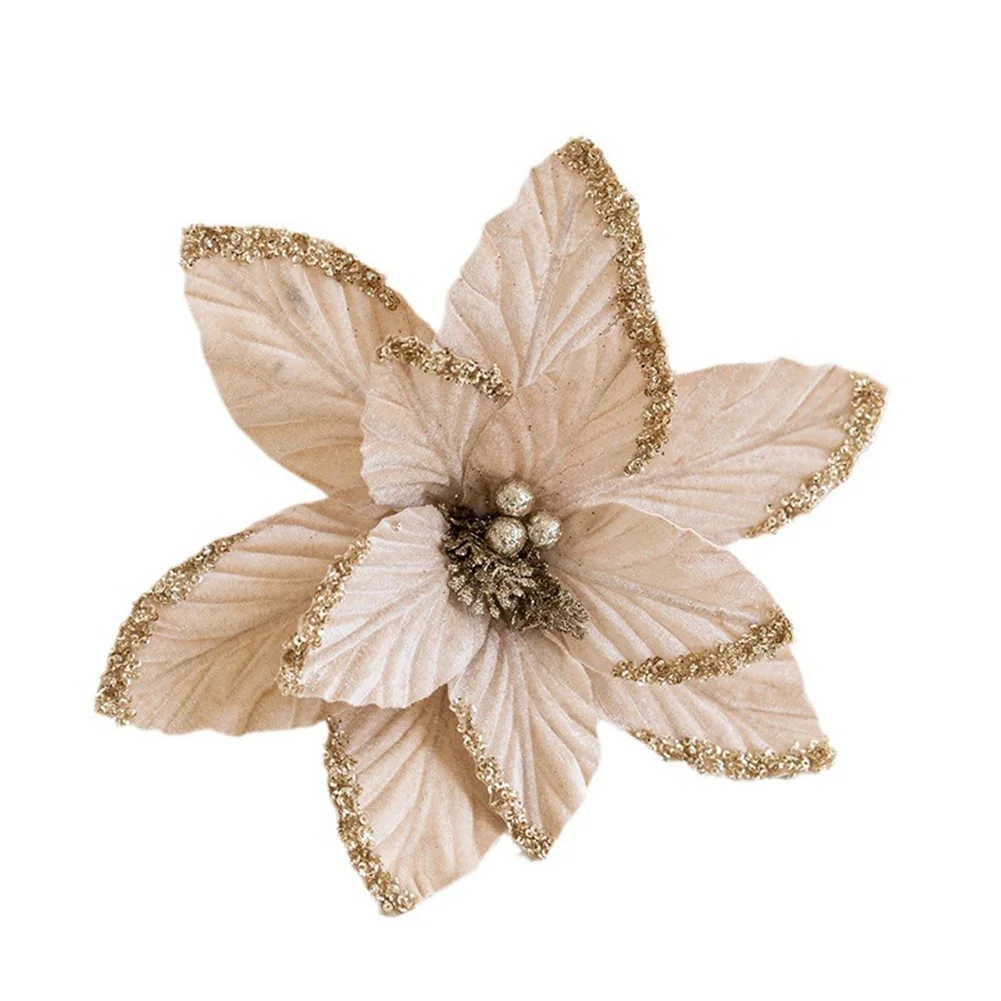 Искусственный рождественский цветок с блестками рождественские пуансеттии