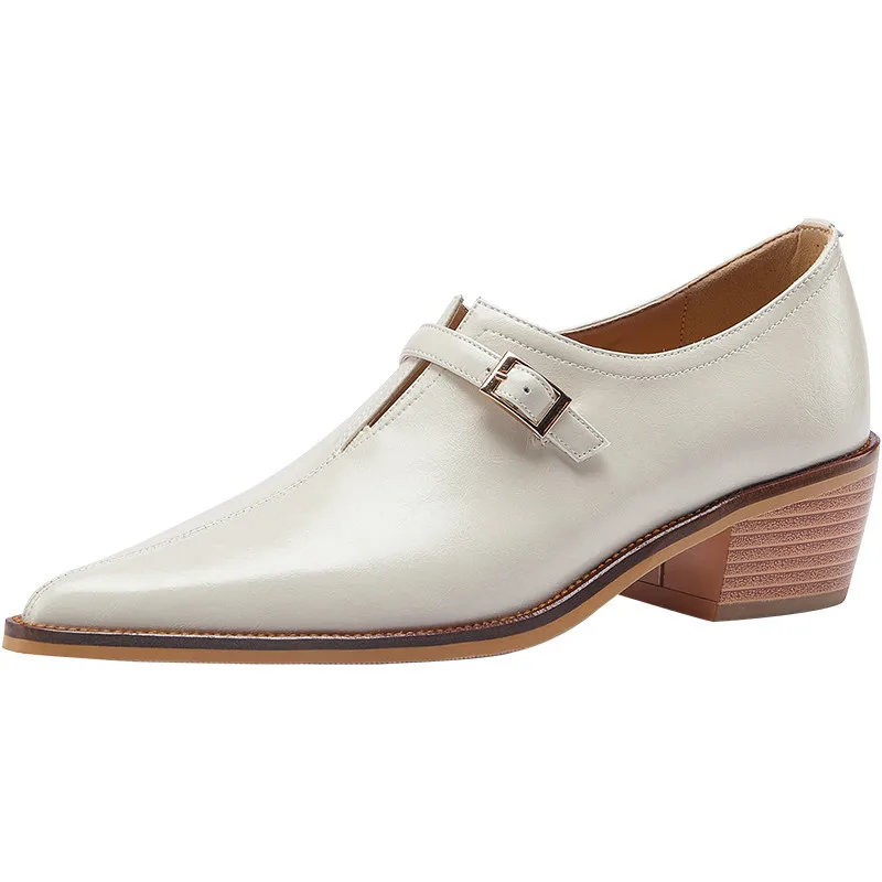 

Туфли-лодочки Dilalula женские из натуральной кожи, заостренный носок, толстый каблук, пряжка, весна-лето