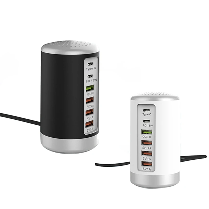 

65W USB Fast Charger HUB Quick Charge QC3.0 Multi 6 Port USB Type C PD Charger Charging Station US Plug