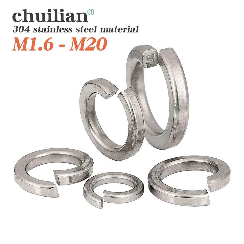 A2 304 Stainless Steel Split Spring Lock Washer locking Elastic Gasket M1.6 M2 M2.5 M3 M4 M5 M6 M8 M10 M12 M16 M20 GB93