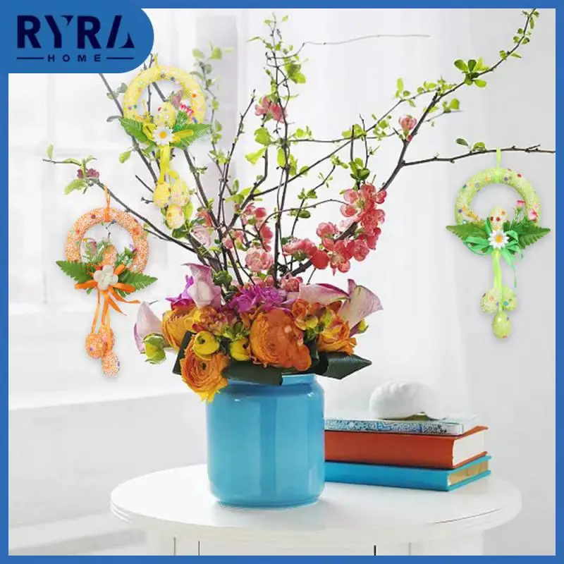 

Artificial Green Plant Easter Egg Hanging Party Decoration Door Wall Hanging Spring Ring Wreath Home Pendant