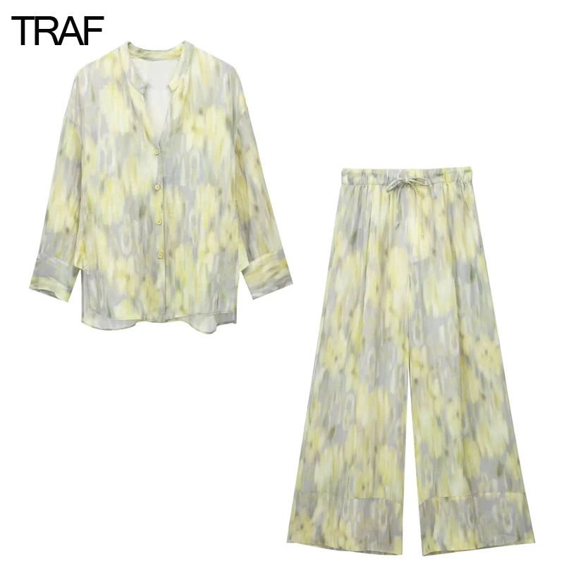 

TRAF Cotton Linen Wide Leg Pants Women Summer 2023 High Waist Elastic Waist Women Pantalona Trousers Wide Pants New Flax Pants