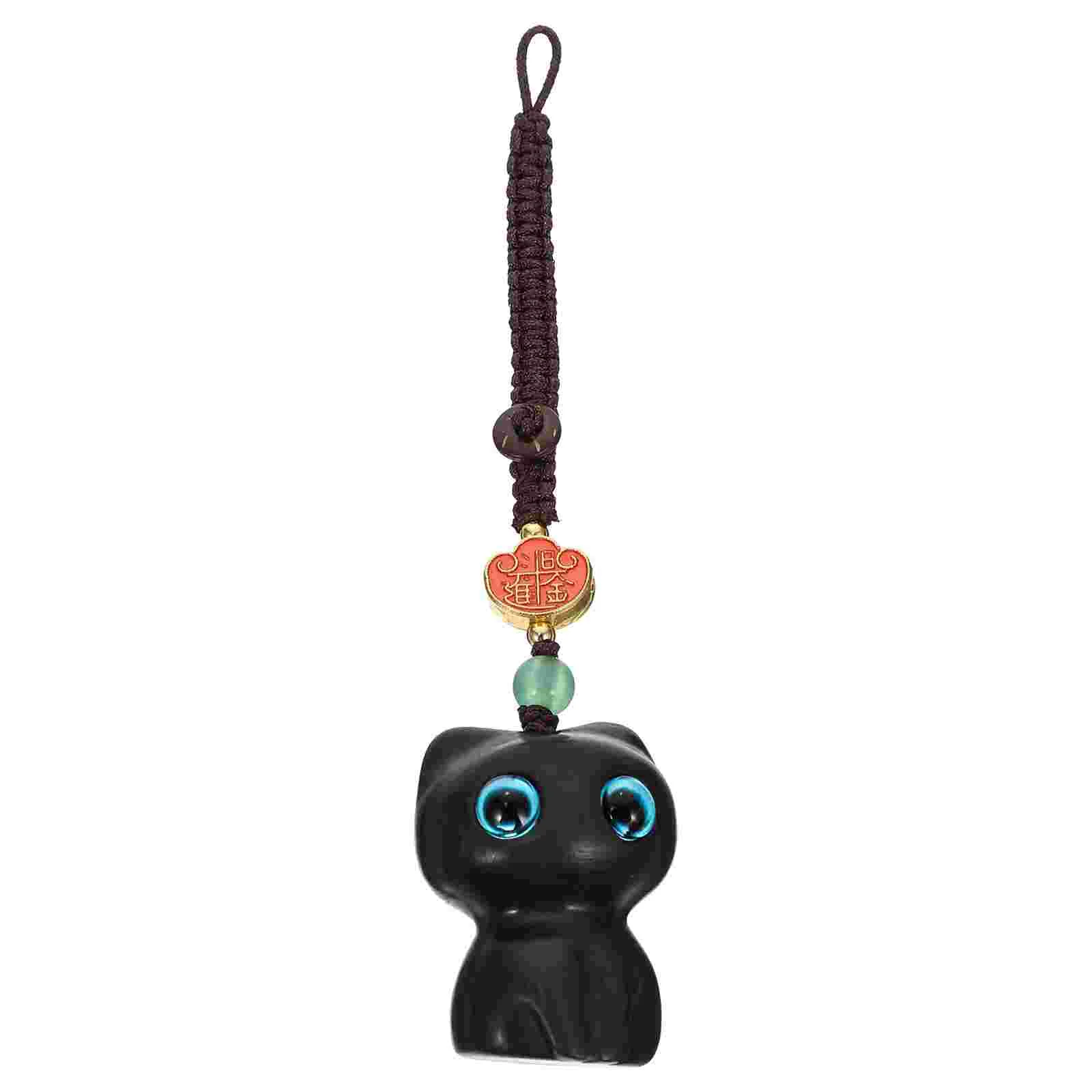 

Ebony Keychain Hanging Ornaments Creative Pendant Cat Shape Decor Ring Decors Cartoon Chains Pendants