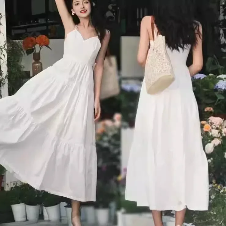 Женское облегающее платье без рукавов Элегантное Длинное белое пляжное для