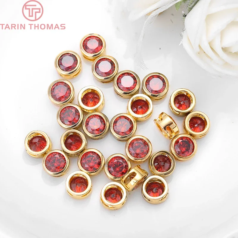 (4370)4 шт. 5 3 мм 7 6 24-каратное золотое покрытие бюстгальтеры с цирконом-прокладкой